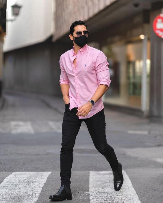 pink shirt matching pant outfit ideas for men