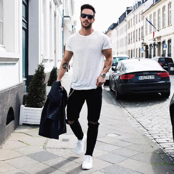 black jeans outfit ideas for men 2024